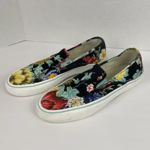 Polo Ralph Lauren Mytton Shoes Men's Sz 13 Floral Canvas Slip On Sneakers Navy