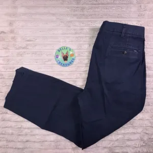 POLO Ralph LAUREN Pants 36x30 Navy Classic Fit Pleated Straight Khaki Preppy