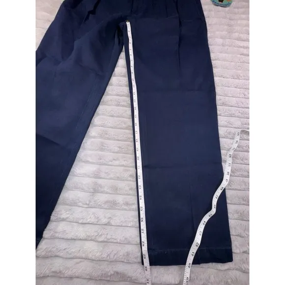 POLO Ralph LAUREN Pants 36x30 Navy Classic Fit Pleated Straight Khaki Preppy