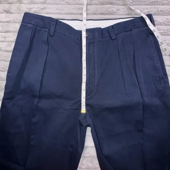 POLO Ralph LAUREN Pants 36x30 Navy Classic Fit Pleated Straight Khaki Preppy