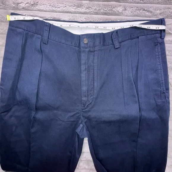 POLO Ralph LAUREN Pants 36x30 Navy Classic Fit Pleated Straight Khaki Preppy