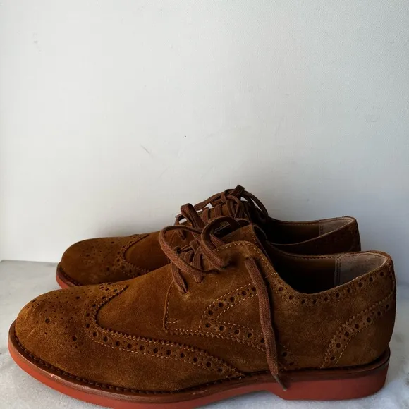 Polo Ralph Lauren Rhett Wingtip Snuff Suede Leather Shoes 7.5 D new…