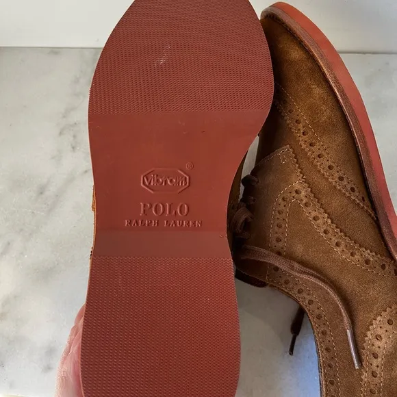Polo Ralph Lauren Rhett Wingtip Snuff Suede Leather Shoes 7.5 D new…