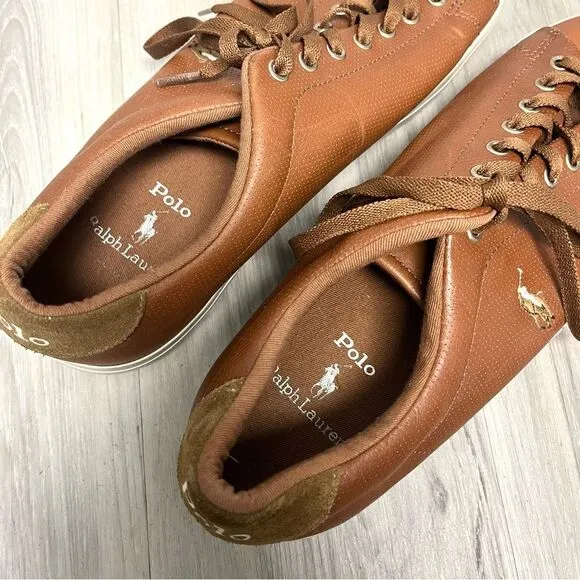 Polo Ralph Lauren Sneakers Men’s 11 Longwood Brown Leather Low Cut Lace Up