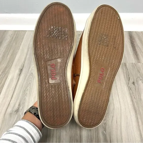 Polo Ralph Lauren Sneakers Men’s 11 Longwood Brown Leather Low Cut Lace Up