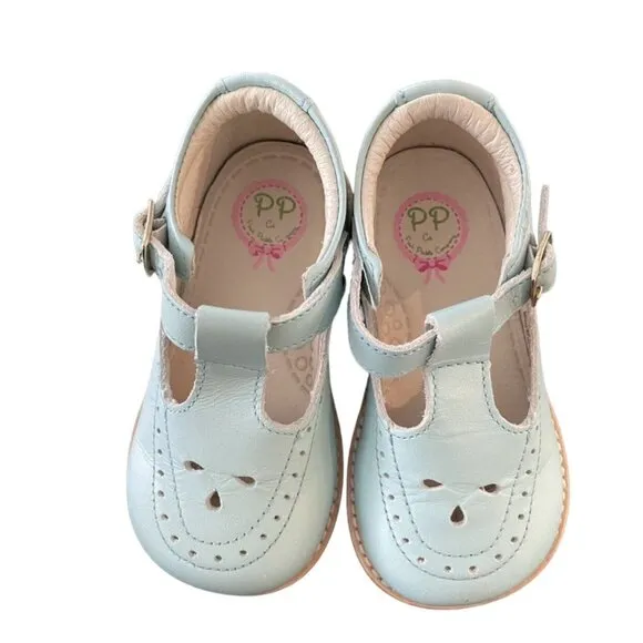Posh Pickle Sz 6 Light Blue Emma Leather T-Strap Shoes