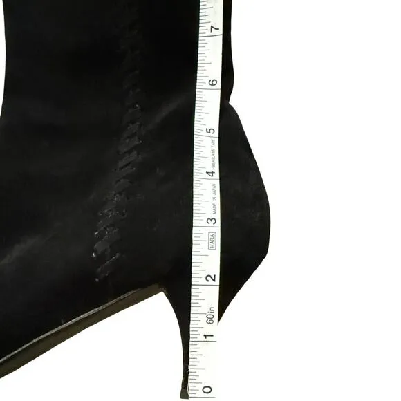 Prada Black Suede Kitten Heel Ankle Boots – Size 40.5