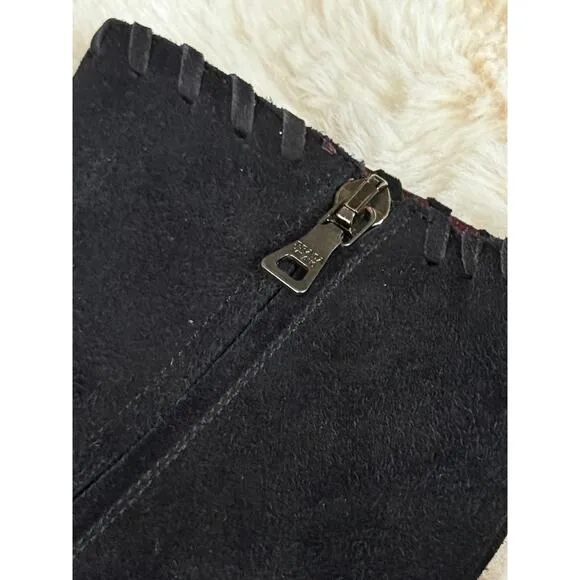Prada Black Suede Kitten Heel Ankle Boots – Size 40.5