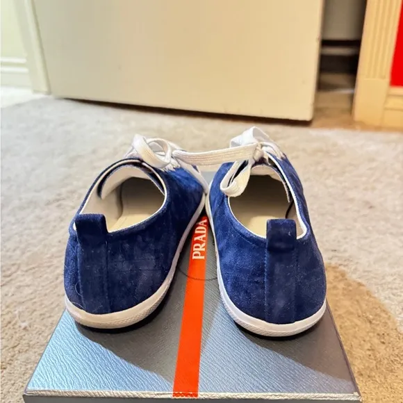 Prada blue suede sneakers size 38.5/81/2