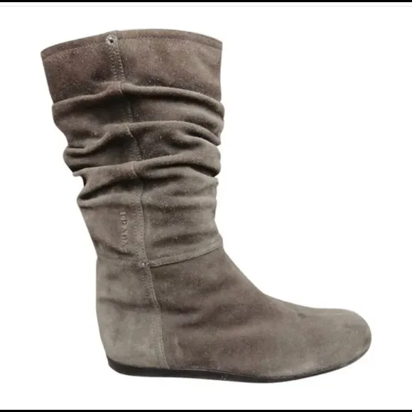 Prada Brown Chocolate Suede Slouchy Boots/Booties