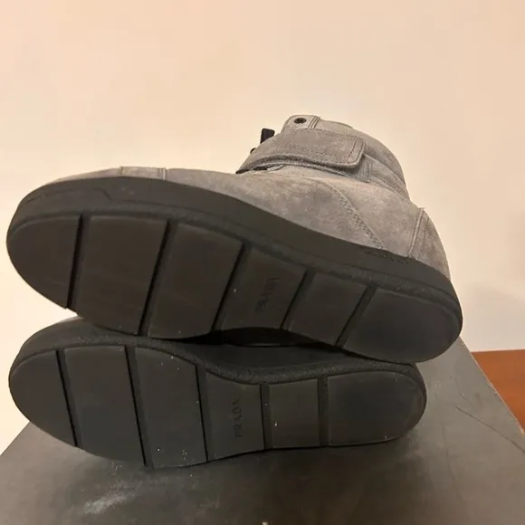 Prada Gray suede Platform Sneakers Pristine Condition 5.5