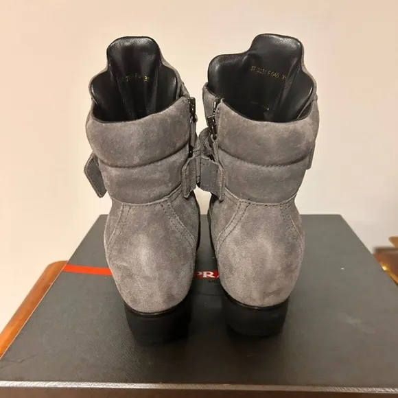Prada Gray suede Platform Sneakers Pristine Condition 5.5