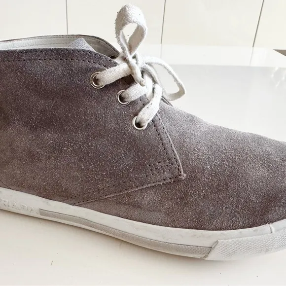 PRADA Grey Suede Sneakers