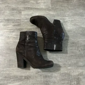 Prada Logo Brown Leather Toe Boots Size 10
