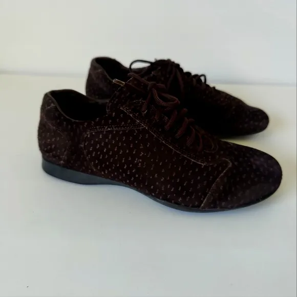 Prada Women's Suede Lace-up Sneaker in Chocolate