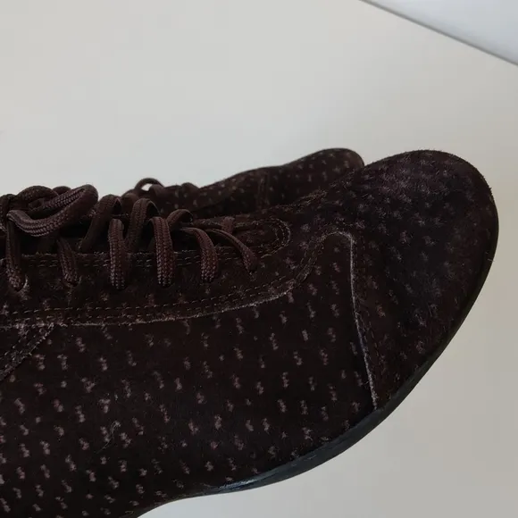 Prada Women's Suede Lace-up Sneaker in Chocolate