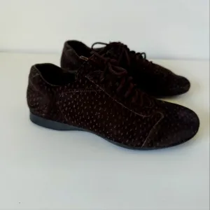 Prada Women's Suede Lace-up Sneaker in Chocolate
