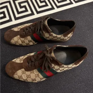 Pre-owned original Gucci brown-beige GG Suede like new, great condition.