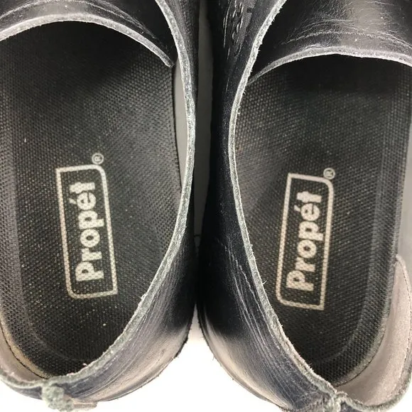 Propet Women's Size 10XX (4E) Chantel Black Leather Embossed Floral Sneakers