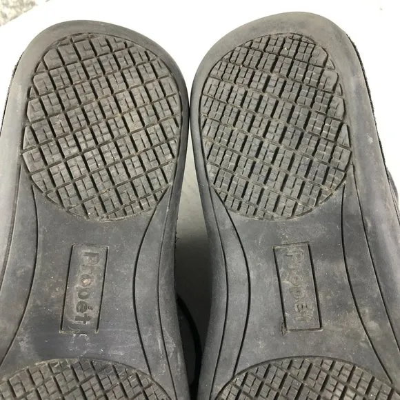 Propet Women's Size 10XX (4E) Chantel Black Leather Embossed Floral Sneakers
