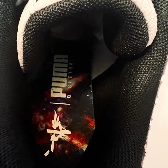Puma Black and White Sneakers with Breathable Mesh Design