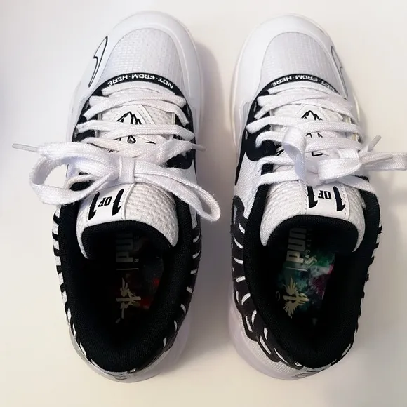 Puma Black and White Sneakers with Breathable Mesh Design