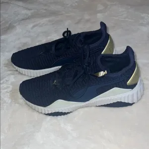 Puma Blue and Gold Athletic Shoes with Cushioned Sole