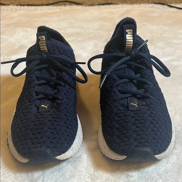 Puma Blue and Gold Athletic Shoes with Cushioned Sole
