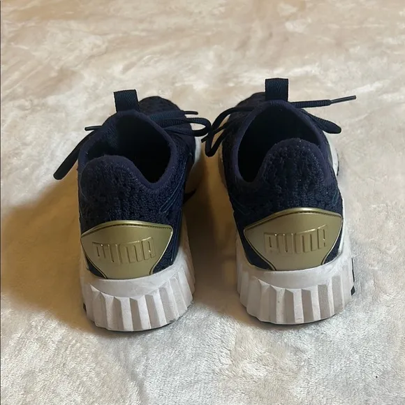 Puma Blue and Gold Athletic Shoes with Cushioned Sole