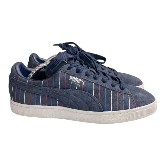 Puma Blue Suede Red White Stripe 359404-01 SneakersSize Men's 10.5