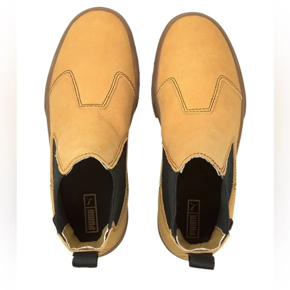 PUMA Mayze platform chelsea boots in tan