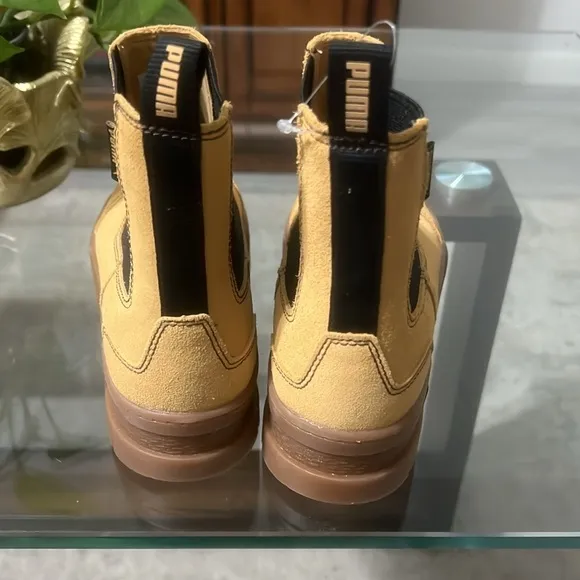 PUMA Mayze platform chelsea boots in tan