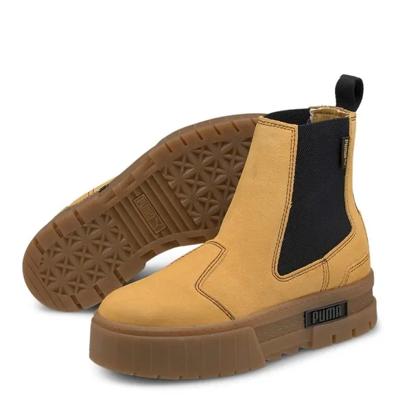 PUMA Mayze platform chelsea boots in tan
