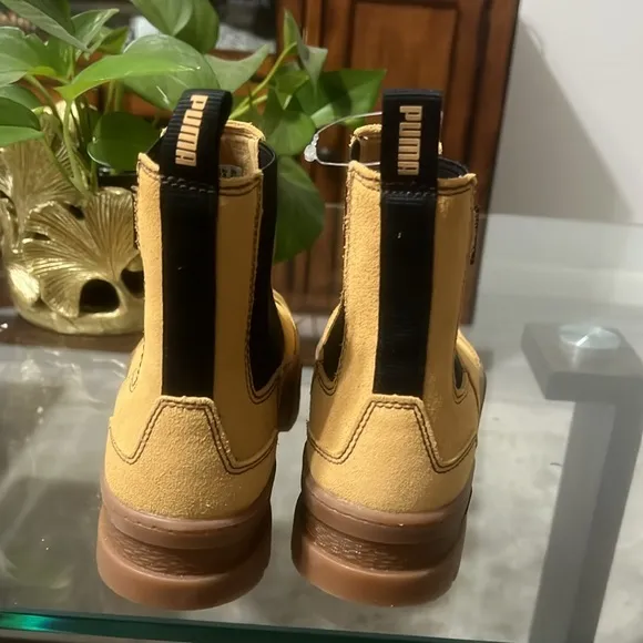 PUMA Mayze platform chelsea boots in tan