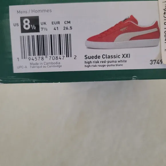 PUMA New Red and White Suede Sneakers