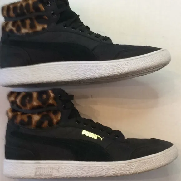 Puma Ralph Sampson Black Faux Leopard Mid Sneaker