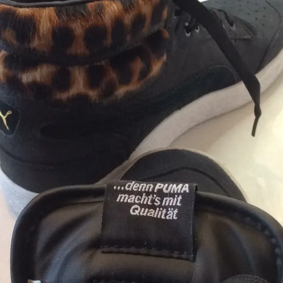 Puma Ralph Sampson Black Faux Leopard Mid Sneaker