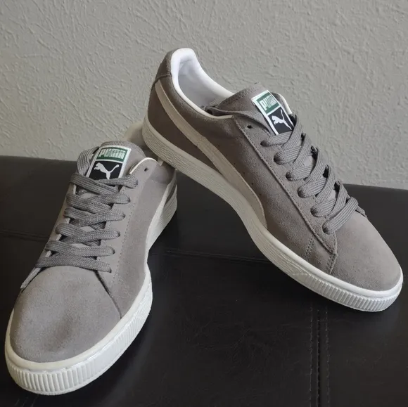 Puma Suede Classic  Gray White Men's Sneakers Size 8 NWOT