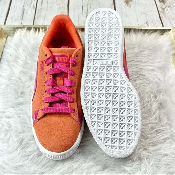 Puma Suede Classic Vibrant Orange and Pink Athletic Shoes Sneakers