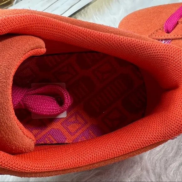 Puma Suede Classic Vibrant Orange and Pink Athletic Shoes Sneakers