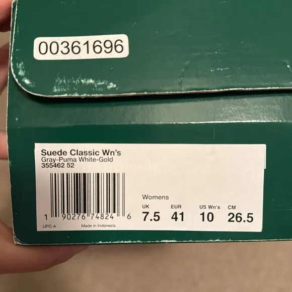 Puma Suede Classics Sneakers Size 10 Color Gray White Gold
