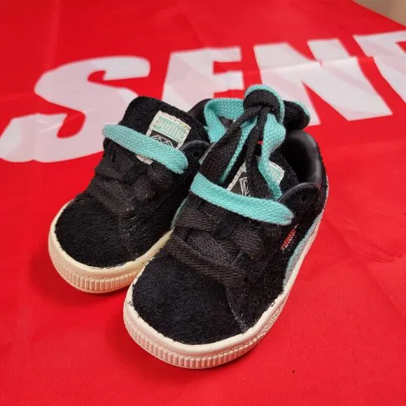 Puma Suede Diamond Supply Company Black/Diamond Blue Sz 4C 365712 01