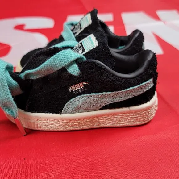 Puma Suede Diamond Supply Company Black/Diamond Blue Sz 4C 365712 01