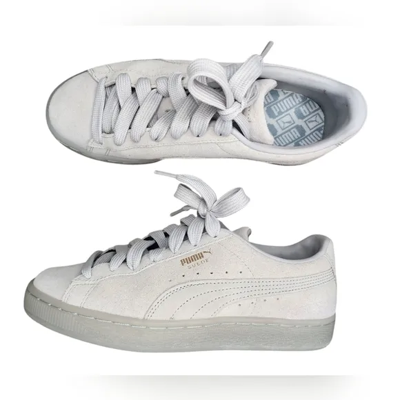 PUMA women's light grey suede sneakers, size 7.5