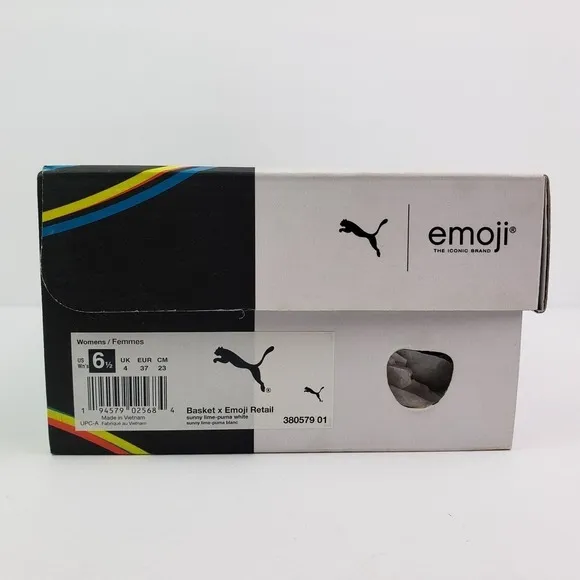 Puma x Emoji Basket x Emoji Retail Womens Size 6.5 Sunny Lime Sneaker Shoes