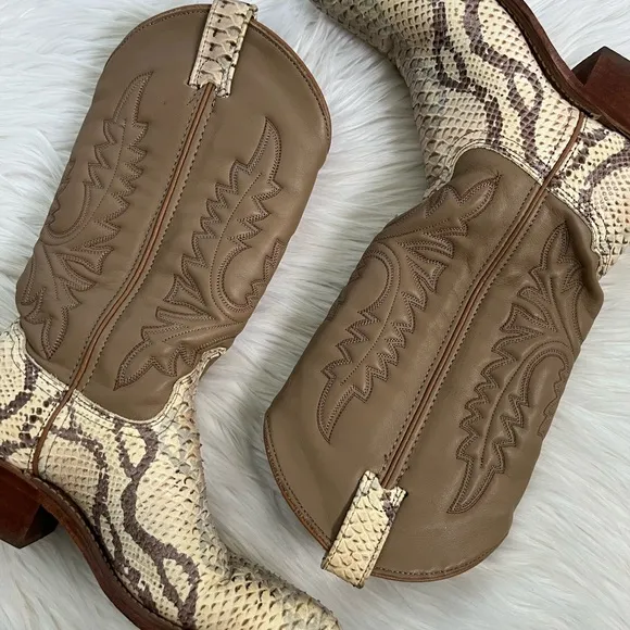 Python Mixed Leather Authentic Cowboy Boots