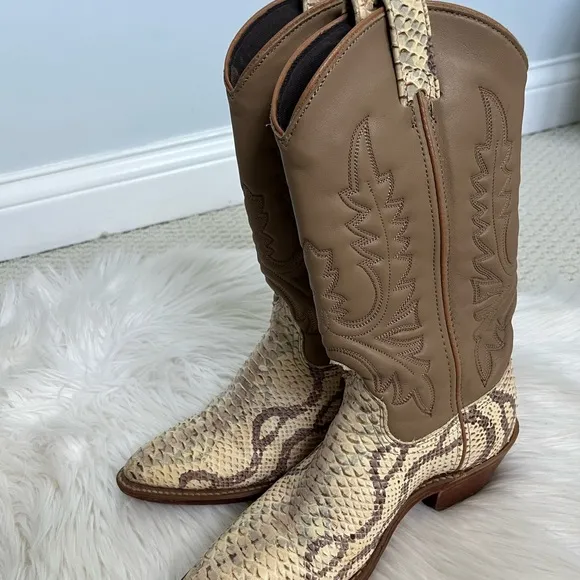 Python Mixed Leather Authentic Cowboy Boots
