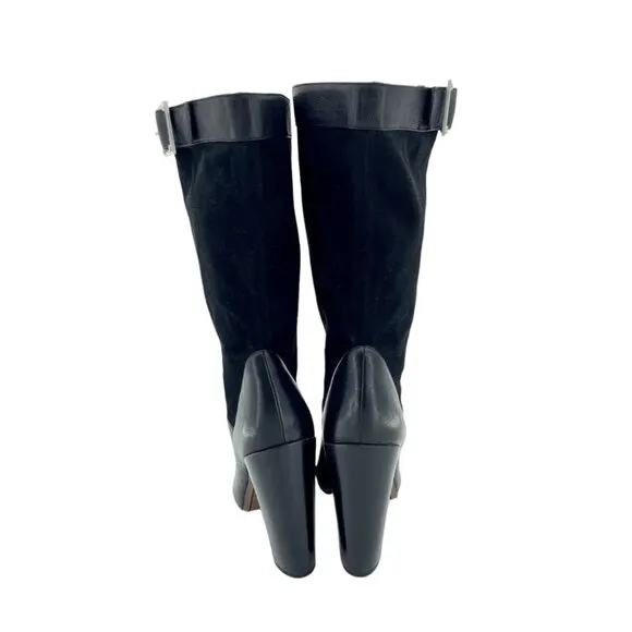 Rachel Zoe Boots Claudia Black Leather Slouch Heeled Boots SZ 7 NEW $495