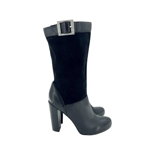 Rachel Zoe Boots Claudia Black Leather Slouch Heeled Boots SZ 7 NEW $495