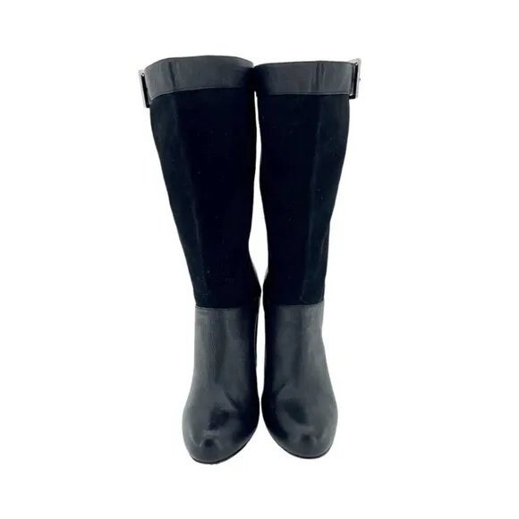 Rachel Zoe Boots Claudia Black Leather Slouch Heeled Boots SZ 7 NEW $495